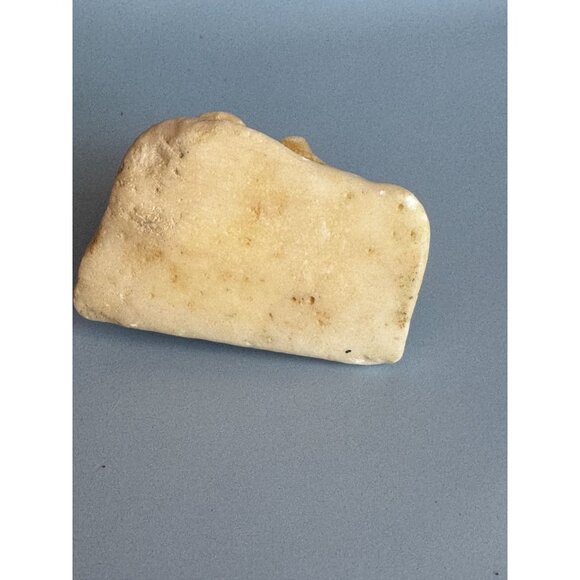 Carved Calcite Frog Figurine 3" Long Handcrafted Natural Stone Sculpture Yellow - Picture 6 of 6